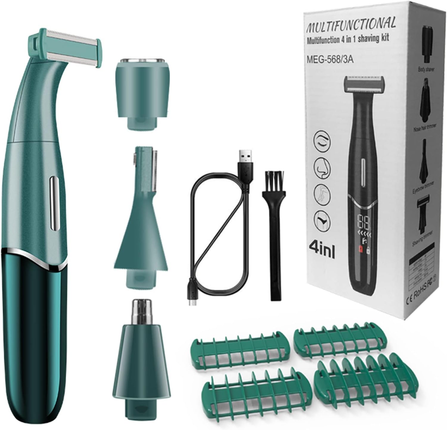 4-in-1 Elektrischer Epilierer Für Damen: Rasierer, Augenbrauentrimmer, Beinhaarentferner, Gesichtshaartrimmer, Wiederaufladbar
