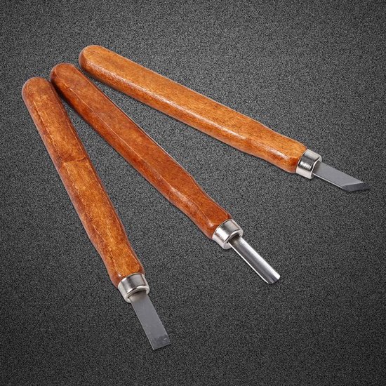 Holzschnitzwerkzeuge Mit Komfortablen Holzgriffen – Verschiedene Formen – Geeignet Für Anfänger Und Kinder (3-teiliges Set)