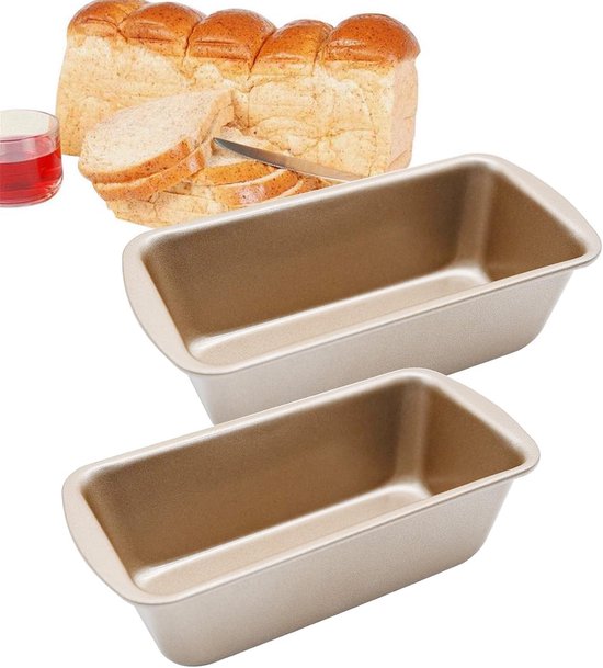 Zwei Runde Edelstahl-brotformen (19 X 9 X 5 Cm), Kleine Backform, Rechteckige Kuchenform, Antihaftbeschichtet, Ofen- Und Luftfritteusengeeignet, Gold