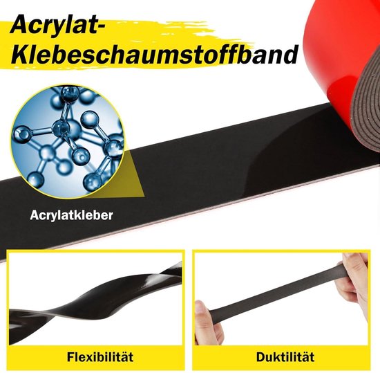 Doppelseitiges Schaumstoffklebeband (rot) – Wasserdicht – Stark Haftend – 2 Cm X 10 M