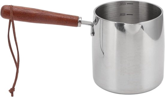 450 Ml Schmelztopf Aus Edelstahl 304 Mit Holzgriff Und -boden, Ø 85 Cm – Multifunktionstopf Für Schokolade, Öl Und Butter – Kochtopf, Milchtopf, Schmelzbecken