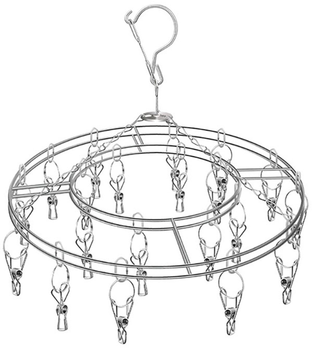 Wäschekarussell – 20 Klammern – Edelstahl – Mühle – Wäscheständer – Sockenhalter – Geeignet Zum Übersichtlichen Trocknen Und Aufbewahren Von Kleidung Und Accessoires