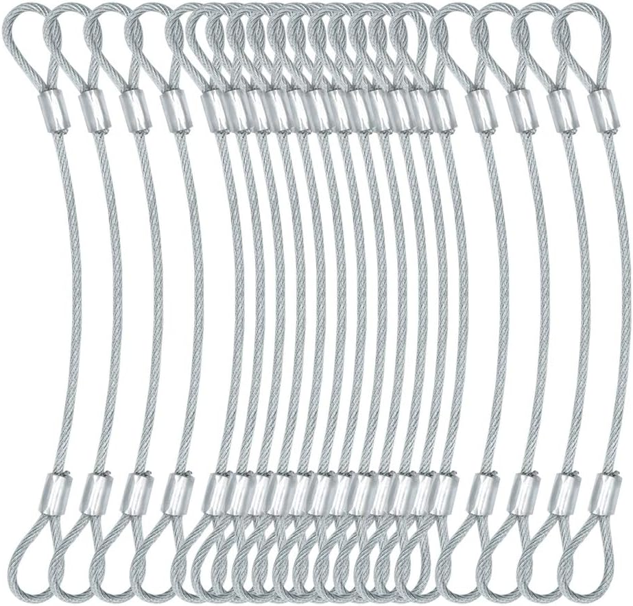 Kurzes Edelstahlseil Mit Öse (2 Mm), Edelstahlseil, Stahlseil, Gummiertes Stahlseil, 30 Cm – Silber