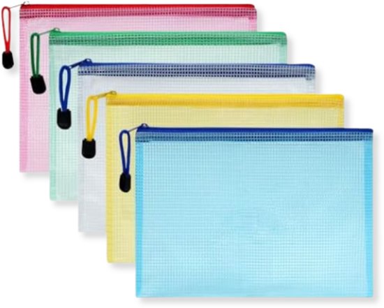 Wasserdichte Aufbewahrungstaschen Mit Reißverschluss – 5 Verschiedene Farben – Zufällige Farbmischung, Größe Xl/b4