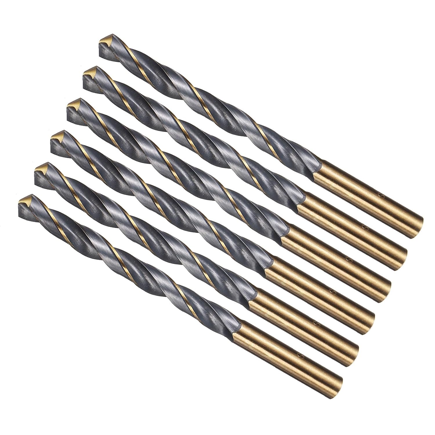 6-teiliges Spiralbohrer-set, 8 Mm Hss-bohrer, Zweifarbig Schwarz-gold, Geeignet Für Kupfer, Aluminium, Holz Und Metall.