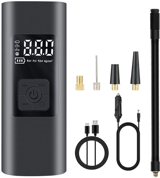 6000mah Mini-reifenpumpe Mit Kompressor – 150psi – Wiederaufladbare Fahrradluftpumpe Mit Sos-licht Und Großem Lcd-display – Für Autoreifen, Motorräder, Bälle