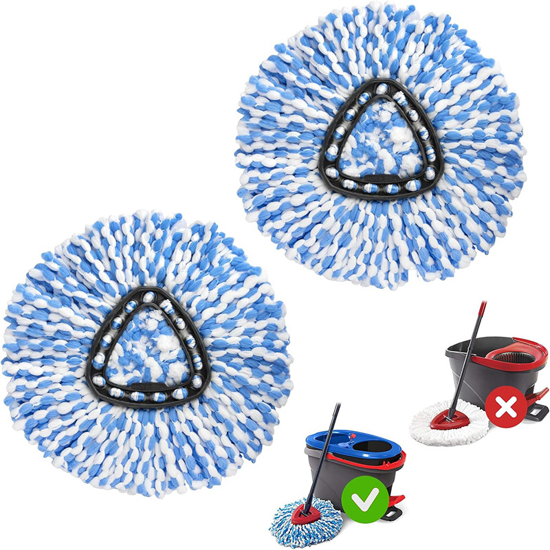 - Cedar Easywring Rinseclean Mikrofaser-wischmoppkopf-zubehör - 2er-pack Ersatzmoppköpfe - Blau-weiße Dreieckige Baumwolle
