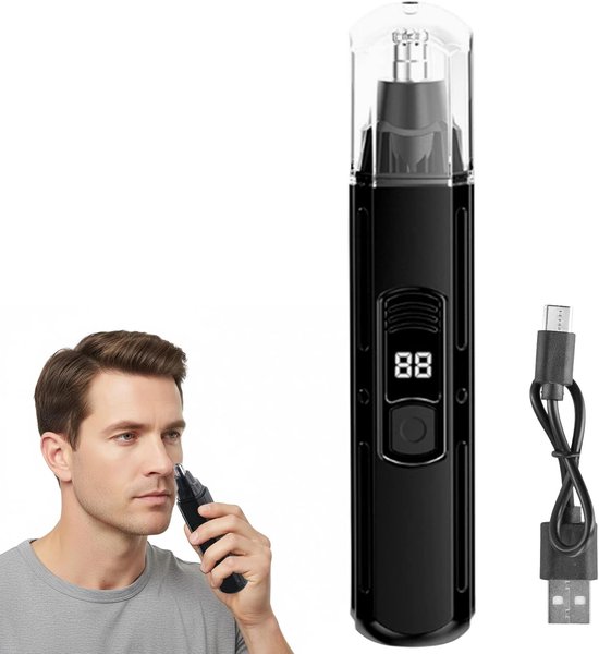 Nasen- Und Ohrhaartrimmer, Wiederaufladbarer Usb-nasenhaartrimmer, Lcd-bildschirm, Schmerzfreier Trimmer, Tragbarer Nasen- Und Gesichtsrasierer Für Männer Und Frauen