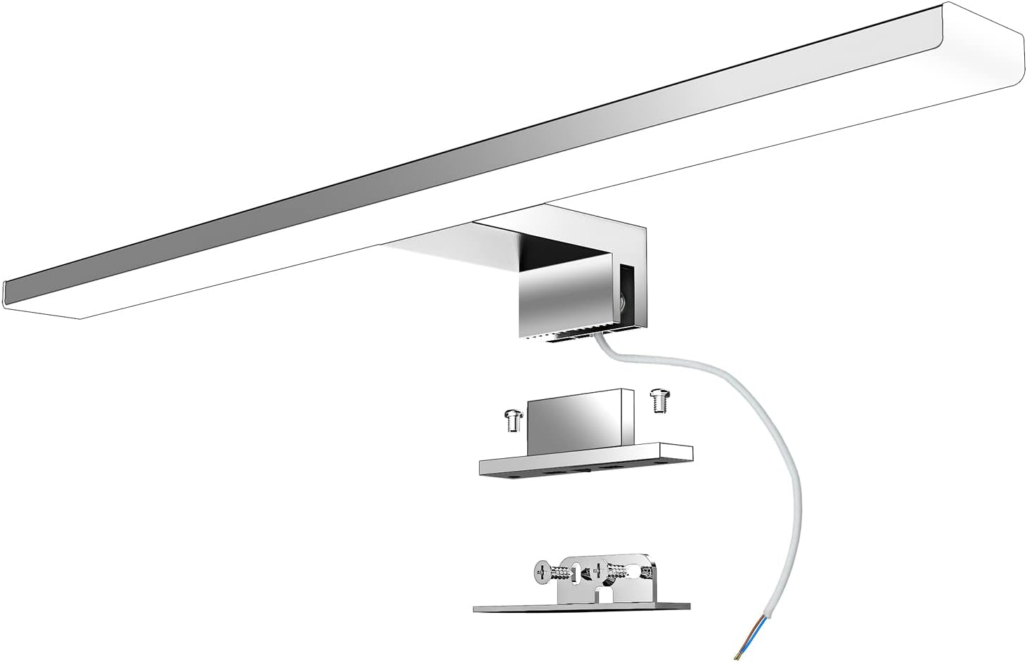 Led-badezimmerspiegelleuchte – 40 Cm – 7 W – 820 Lm – 230 V – 4000 K Neutralweißes Licht – Klemmleuchte Für Spiegelschrank/wand – 400 Mm
