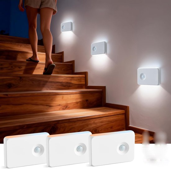 Kabellose Treppenhausleuchte Mit Sensor - Wiederaufladbare Rgbw-led-nachtleuchte Mit Klebefläche - Geeignet Für Treppen, Schränke, Flure Und Badezimmer.
