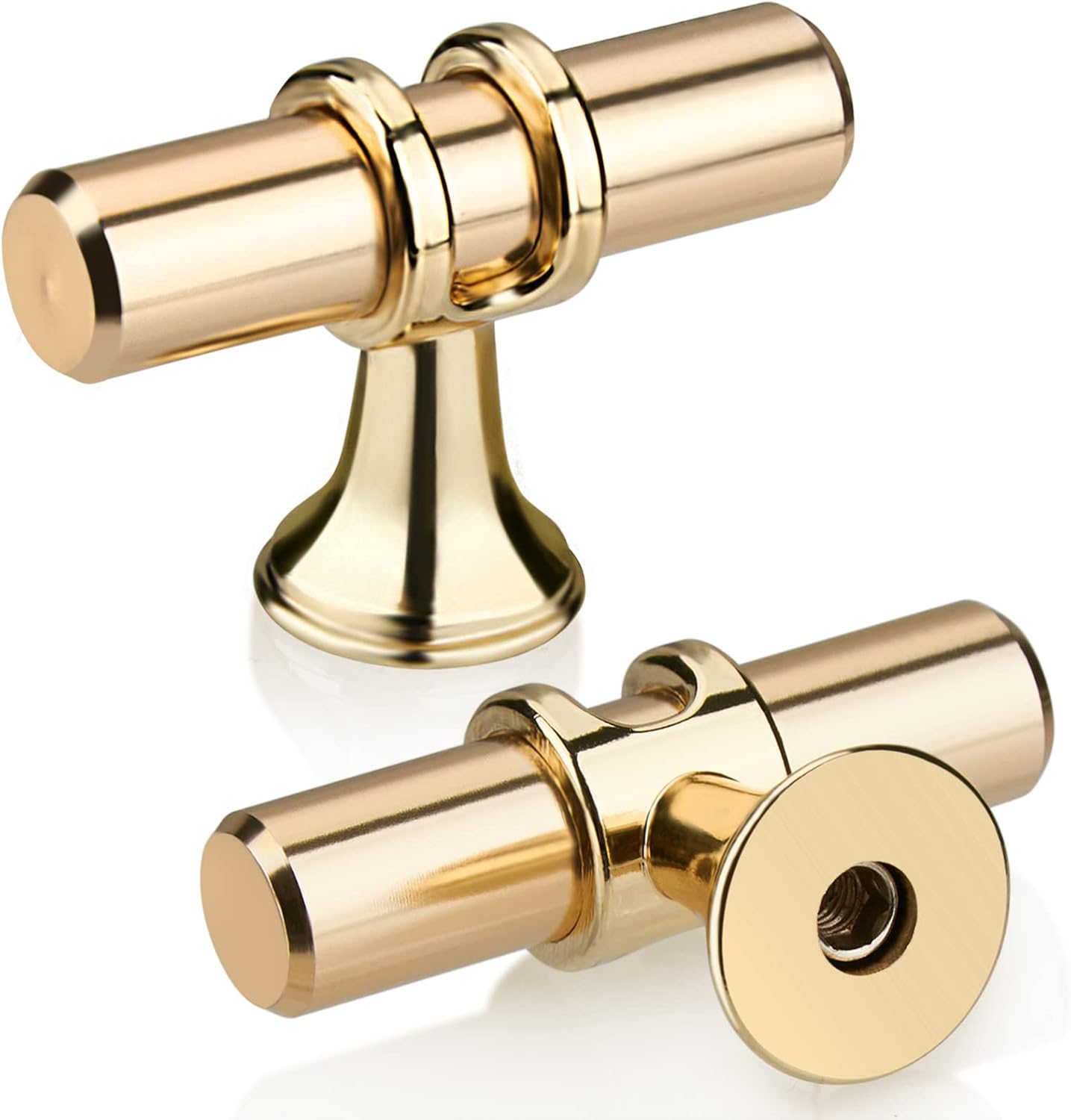 10 Goldfarbene T-förmige Schubladengriffe, Küchenmöbelgriffe, Einlochige Schranktürgriffe, Geeignet Für Küchen, Badezimmer Und Schlafzimmer.