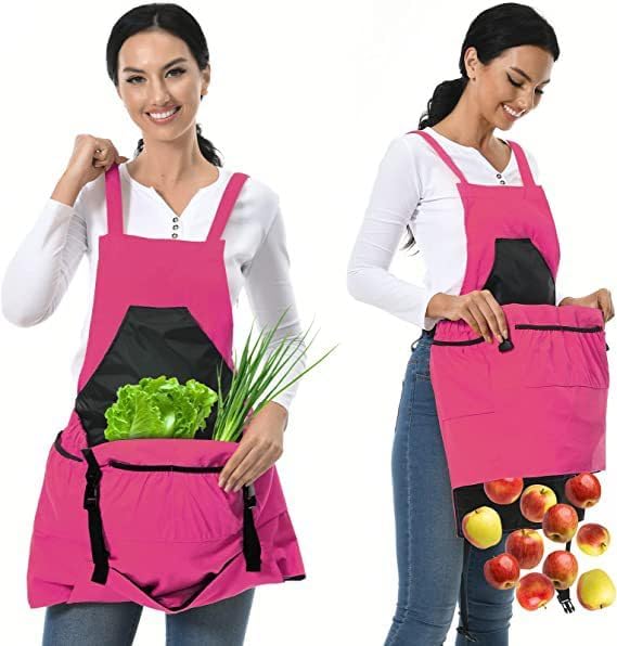 Verstellbare Gartenschürze, Segeltuchschürze Mit Taschen, Wasserdichte Küchen- Und Gartenschürze, Erntetaschen Für Den Garten