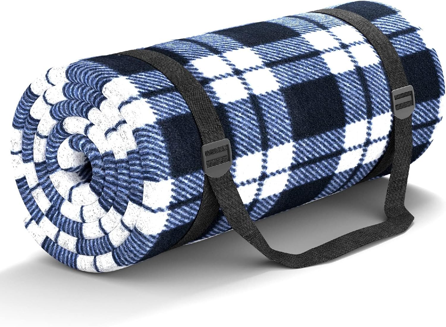 Picknickdecke/strandmatte - 200×200cm - Wasser- Und Sandabweisend - Für Strand- Und Outdoor-aktivitäten - Faltbar Mit Gurten (schwarz-weiß Kariert)