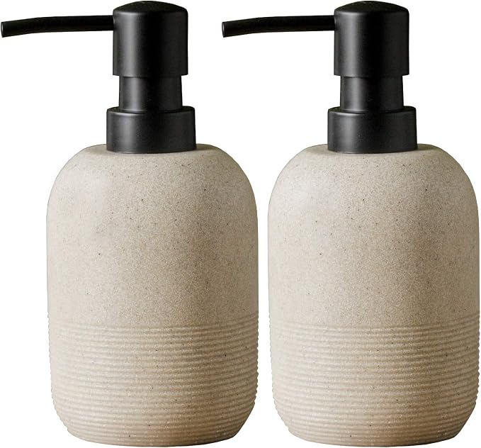 Set Mit 2 Cremefarbenen Handseifenspendern – Flüssigseifenspender Aus Kunstharz Für Badezimmer-arbeitsflächen, Lotionspender Für Das Badezimmer – 300,5 G