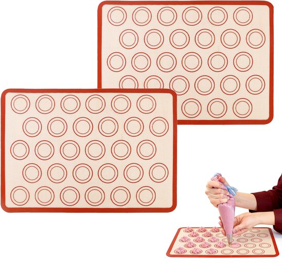 2 Stück – 42 X 29,5 X 0,07 Cm – 30 Doppelkreise – Silikon-backmatte – Alternative Zu Backpapier – Teigmatte – Für Macarons Und Pizza