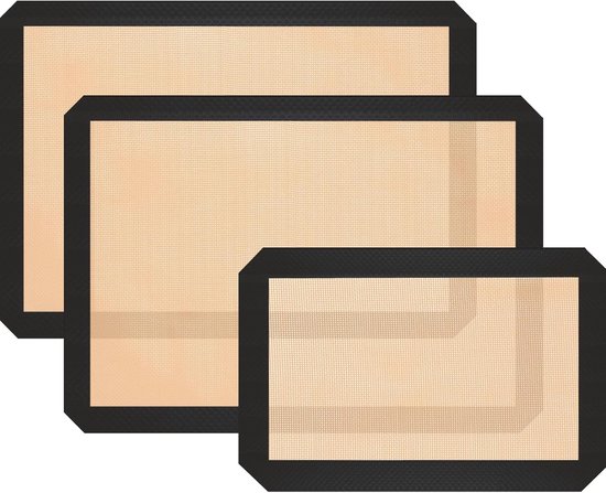 Silikon-backmatten (3-teiliges Set) – Antihaftbeschichtet, Lebensmittelecht – 42 X 29,5 Cm + 30 X 20 Cm