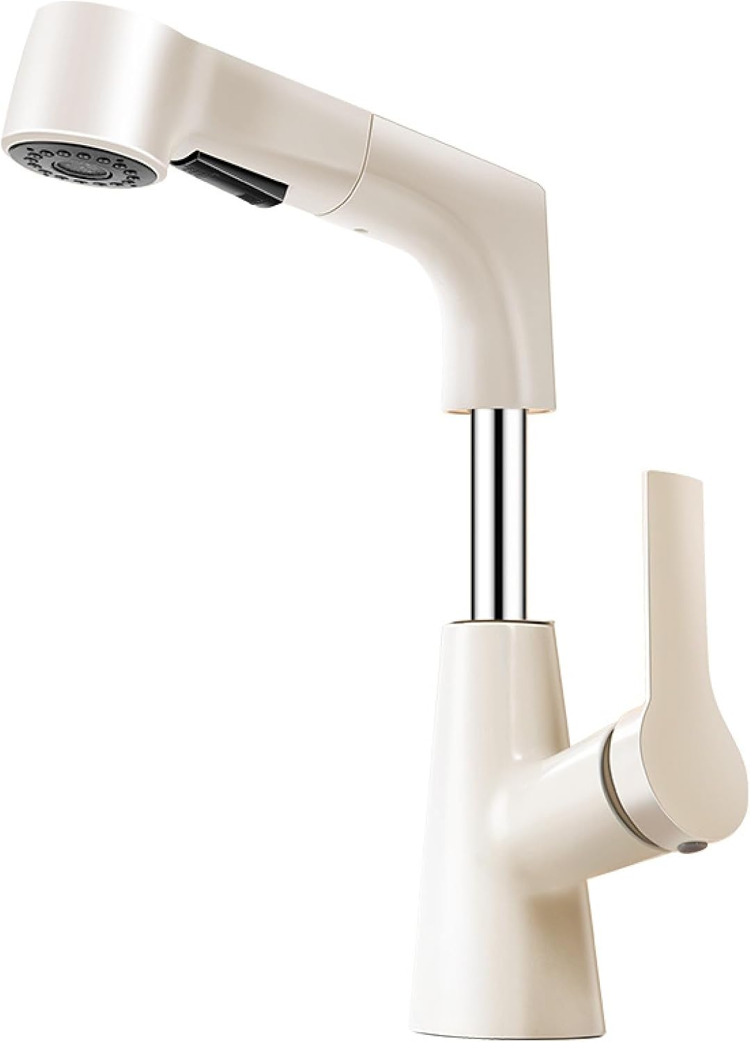 Cremefarbener Wasserhahn, Ausziehbare Toilette, Waschtischarmatur