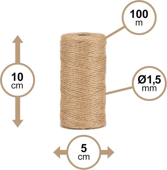 Natur-juteseil – 1,5 Mm Durchmesser – Ca. 100 Meter Lang – Geeignet Für Gartenarbeit, Heimwerken Und Basteln – Naturfarbe