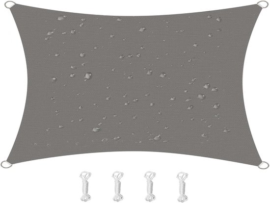 Zwei 3 Meter Lange, Rechteckige, Wasserdichte Sonnenschutzsegel Mit Vier 2 Meter Langen Zugschnüren Und D-ringen Aus Edelstahl Für Garten, Terrasse, Pool Und Camping, Beige