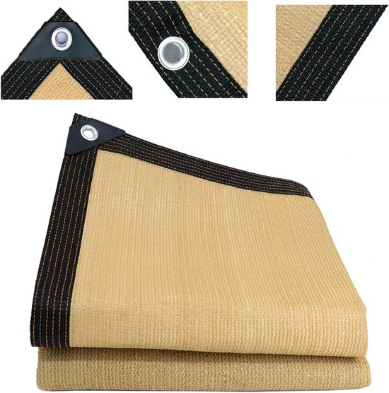 Sonnenschutzgewebe Für Den Außenbereich, Schattierungsnetz, Hitzebeständig, Uv-schutz, Verstärkte Ringe, 2 X 6 Meter, Beige, Für Gartenhäuser Und Terrassen