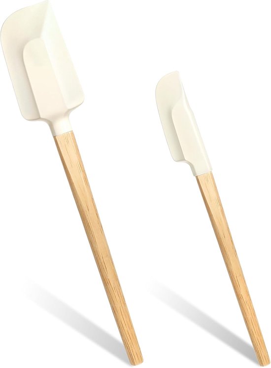 2er-pack Silikonspatel Mit Holzgriffen, Klein, Zum Kochen Und Backen