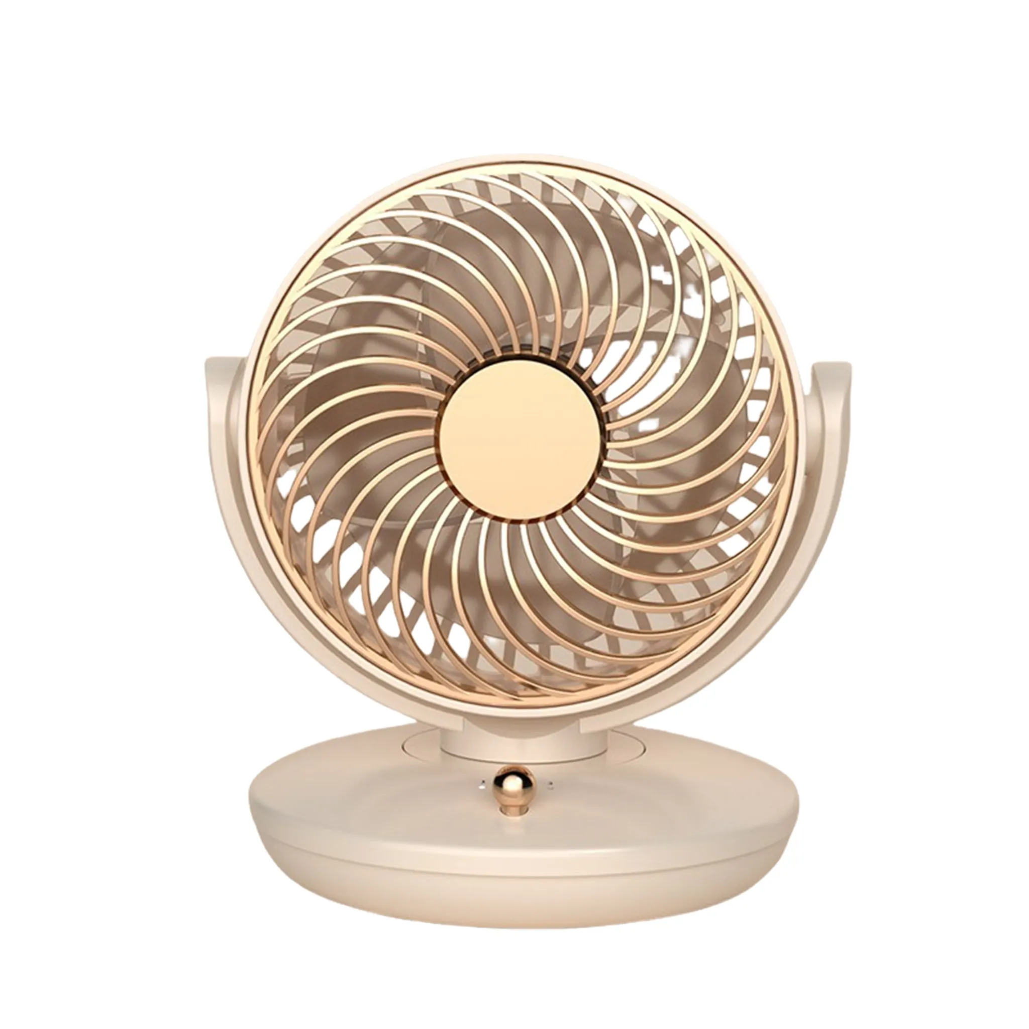 Dreistufiger Tischventilator Mit Leistungsstarkem 3d-turbinen-luftstrom, Geeignet Für Büro Und Außenbereich, Beige.