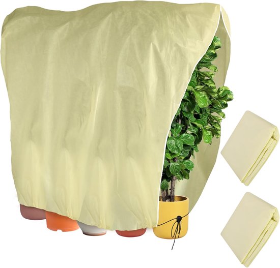 2-teilige Winterabdeckung Für Palmen – 200 X 240 Cm – Großformat – Winterabdeckung Für Pflanzen Im Freien – Mit Kordelzug Und Reißverschluss – Reißfest