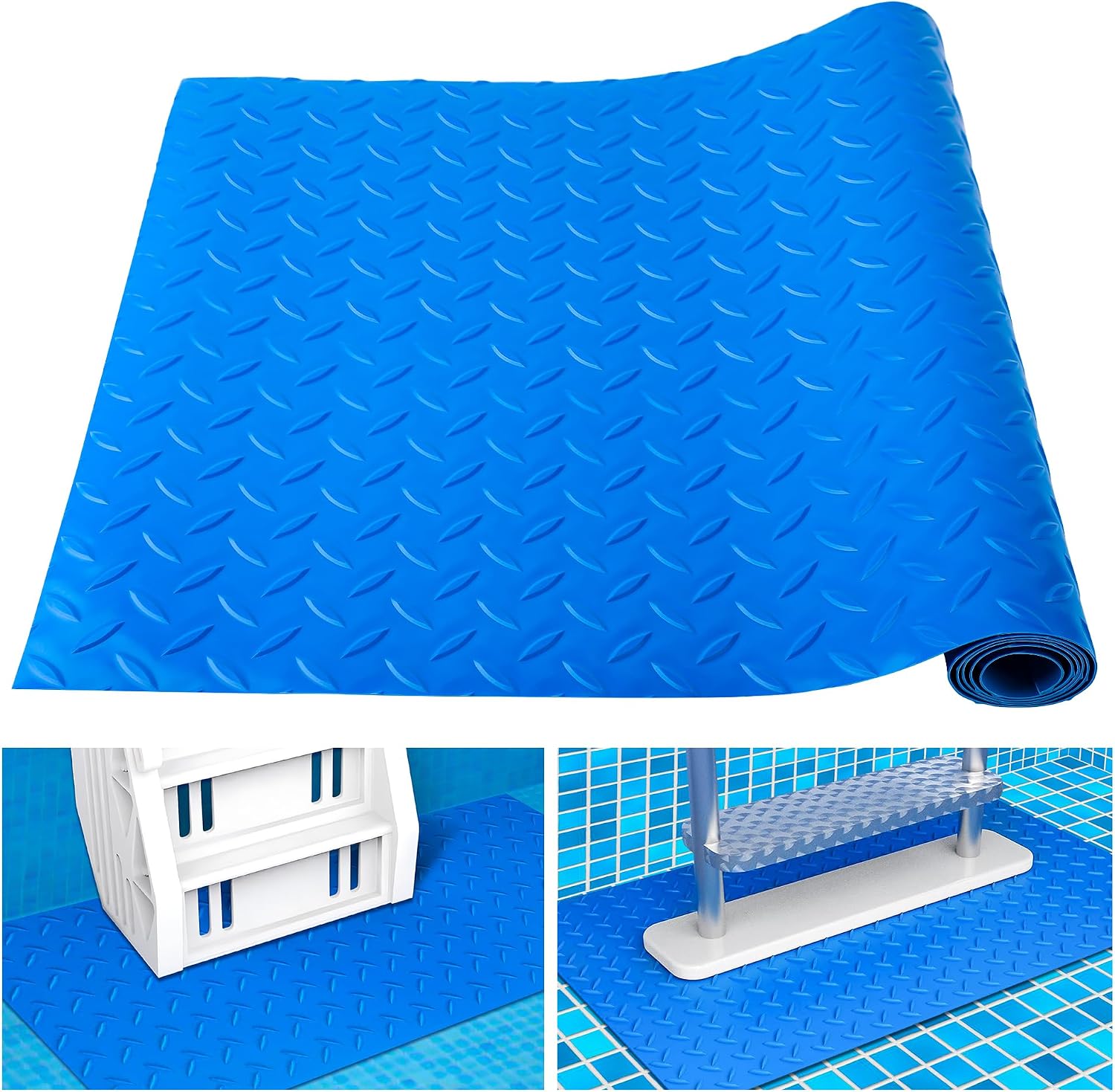 Große Poolleitermatte 40x90cm, Rutschfeste Stufenschutzmatte, Ausführung Für Aufstellpools 1