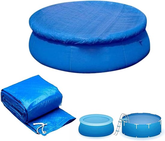 Runde Poolabdeckung - Durchmesser 305 Cm - Wasserdichtes Pe-material - Mit Befestigungsgurten - Für Aufstell- Und Einbaupools