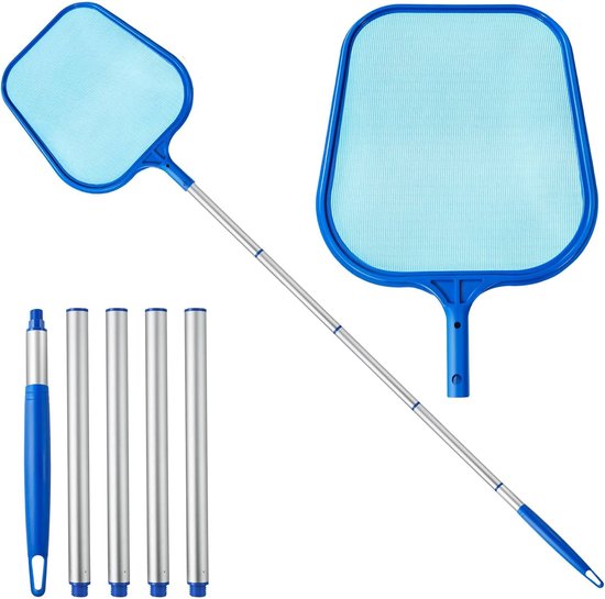 Pool-skimmingnetz, 5-teilige Teleskopstange Aus Aluminium, Ultrafeines Netzgewebe, Blau
