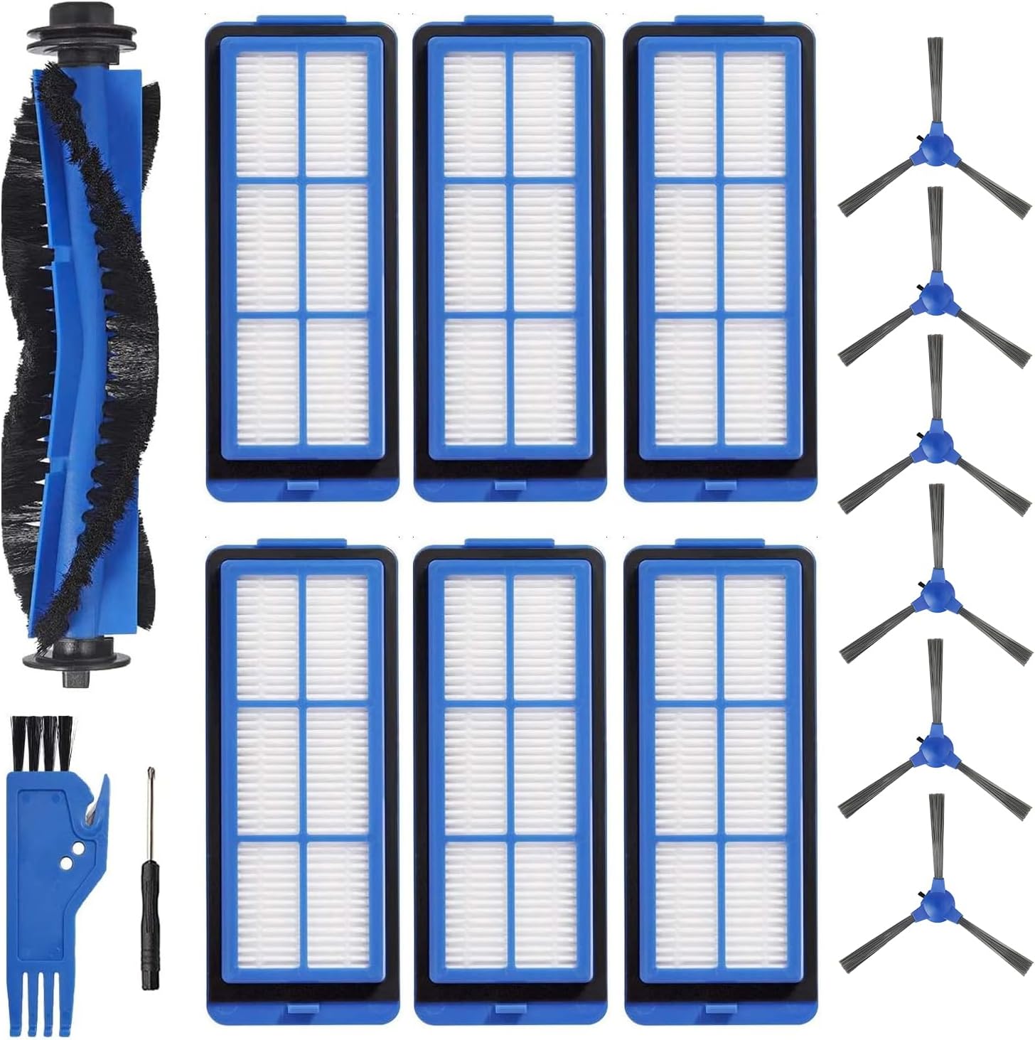Ersatzteile Und Zubehörset Für Eufy 11s Max 15c Max 30c Max Staubsauger, Bestehend Aus 1 Hauptbürste, 6 Seitenbürsten Und 6 Filtern.