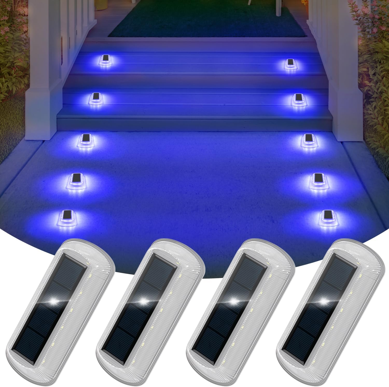 Solar-außenleuchten Für Terrasse Und Garten – Wasserdicht – Blau – Geeignet Für Einfahrt, Zaun, Haustür, Treppe, Garten, Weg, Steg Und Patio
