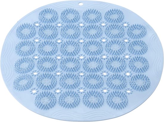 Badematte, 30 Cm × 30 Cm, Runde, Rutschfeste Pvc-duschmatte Mit Abflusslöchern Und Saugnäpfen, Geeignet Für Badewannen, Blau