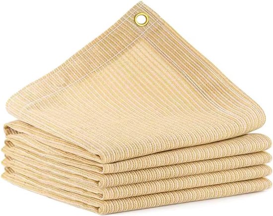 90 % Atmungsaktives Sonnenschutznetz 4x5m 185 G/m² Mit Ösen – Braun Für Garten, Pergola Und Veranda