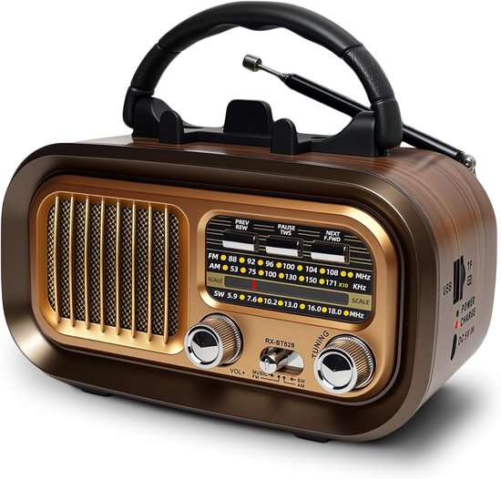 Tragbares Bluetooth-radio (am/fm/sw), Retro-design, Wiederaufladbar (1200 Mah), Usb/tf/tws, Für Zuhause/camping/senioren