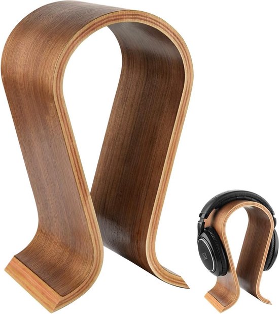 Deluxe Universal Ergonomischer Gaming-kopfhörerständer Und -ablage Aus Holz