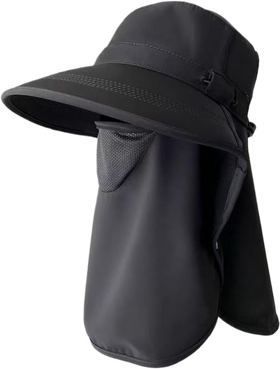 Dunkelgrauer Outdoor-sonnenhut Mit 99% Uv-schutz, Nacken- Und Gesichtsschutz – Abnehmbar, Atmungsaktiv Und Geeignet Zum Wandern, Angeln Und Gärtnern