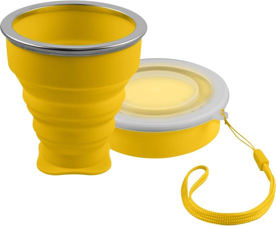 Stück – Silikon-trinkflasche – Gelb, Faltbar – Tragbarer Reisebecher – Staubdichter Deckel – 200 Ml – Gelb