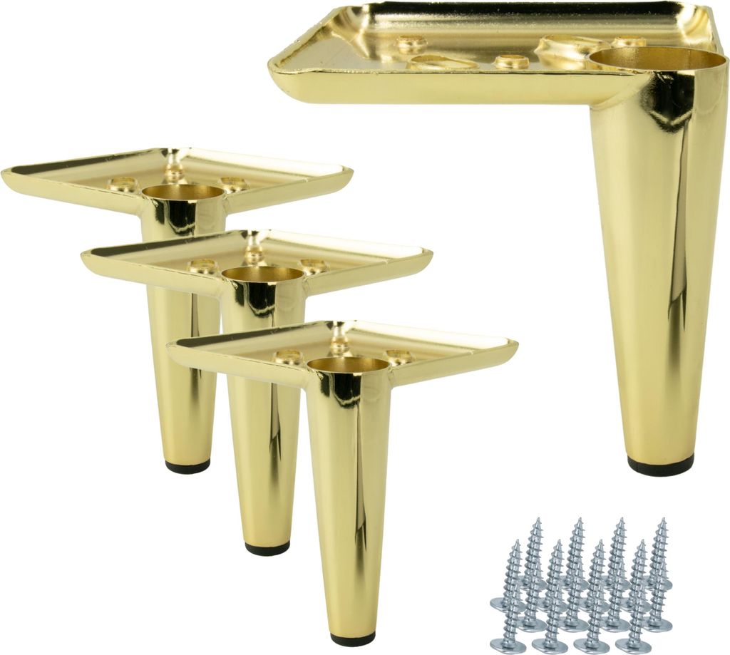 4er-set Stiletto-möbelbeine, Elegante, Goldplattierte Chrombeine, 13 Cm Hoch, Ideal Für Sofas Und Schminktische, Robust Und Stilvoll