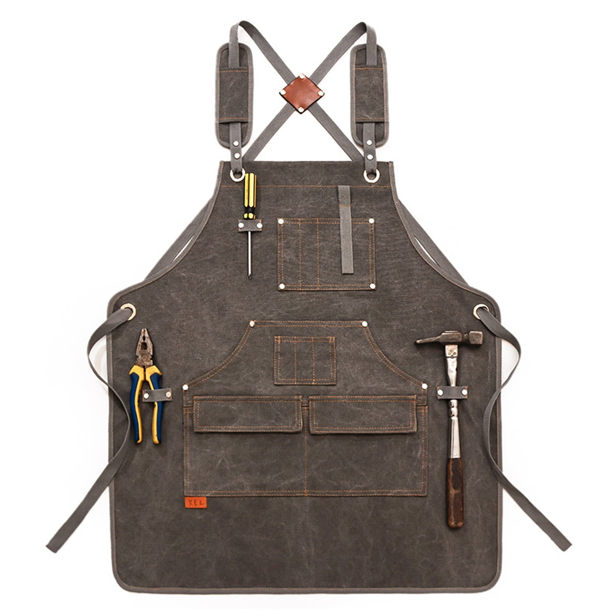 Schreinerschürze, Robuste Werkzeugschürze Aus Segeltuch Mit Taschen, Unisex-schürze Mit Verstellbaren Schultergurten.
