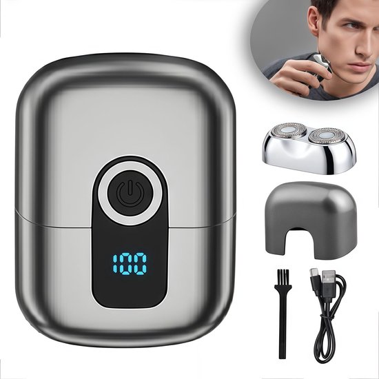 Ipx6 Wasserdichter, Tragbarer Mini-elektrorasierer Für Herren Mit Led-anzeige (grau)