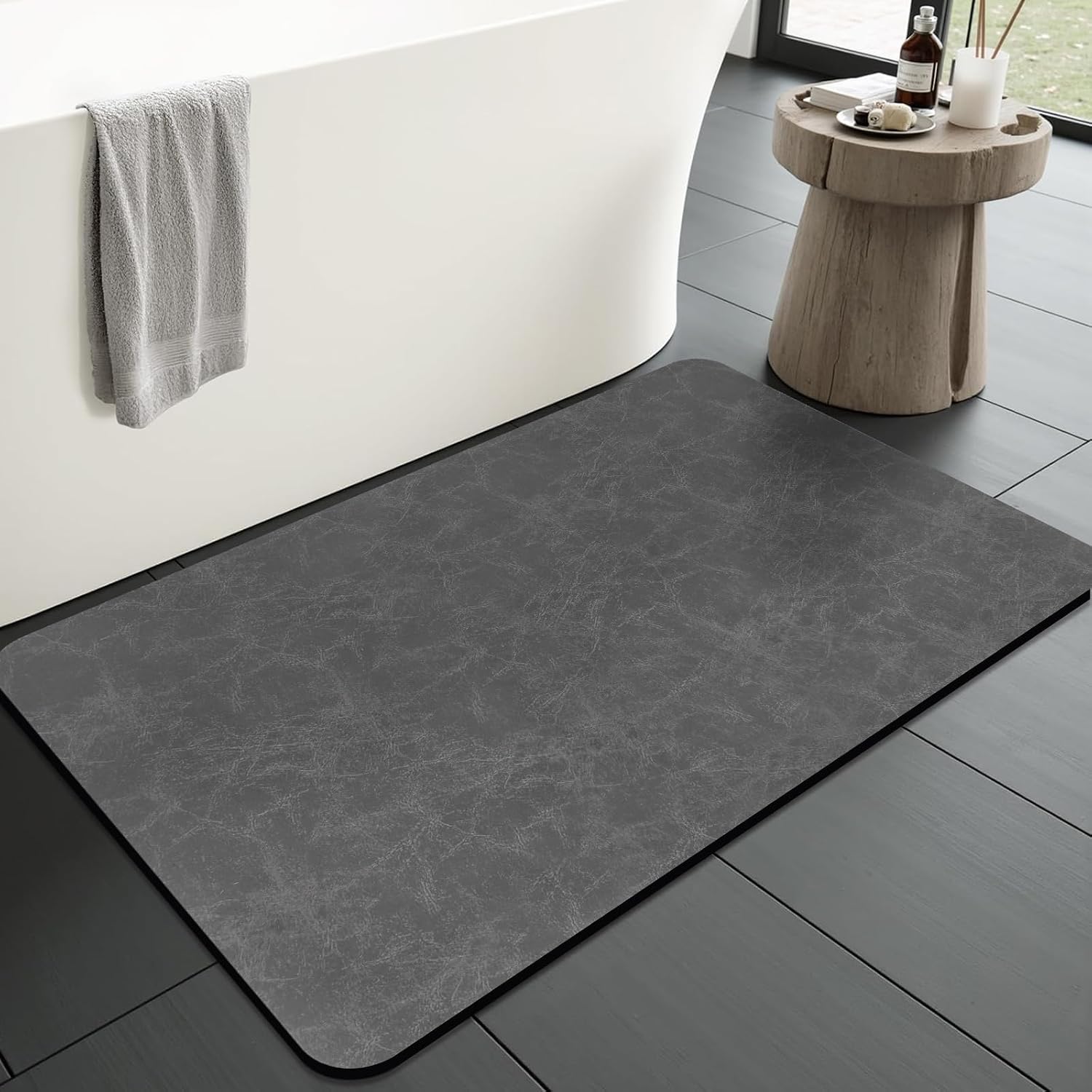 Rutschfeste Badematte, Saugfähiger Badteppich: Dünne 40 X 60 Cm, Waschbare, Schnelltrocknende Badematte, Duschmatte, Badewannen- Und Badezimmermatte, Toilettenmatte, Grau.