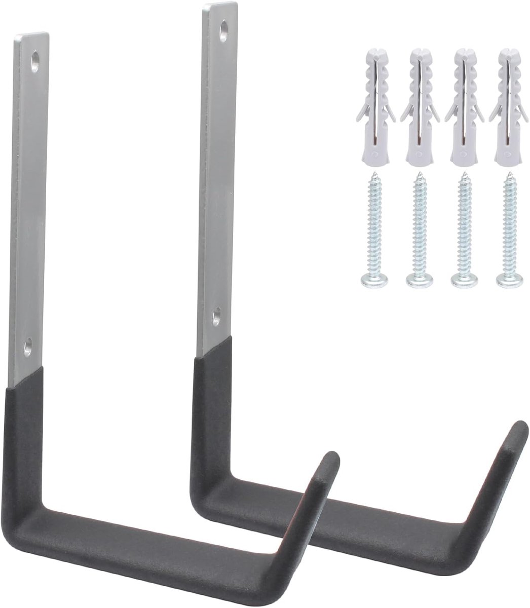 2 Stück – 19 X 12,5 X 2,5 Cm – Geeignet Für Wand Oder Decke – Aufbewahrungshaken – Aufhängesystem Für Gartengeräte – Inkl. Schrauben – Werkzeughaken