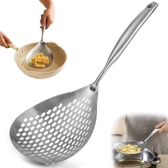 Küchensieb Und Bratschöpflöffel Aus Edelstahl Mit Aufhängegriff, Spülmaschinenfest