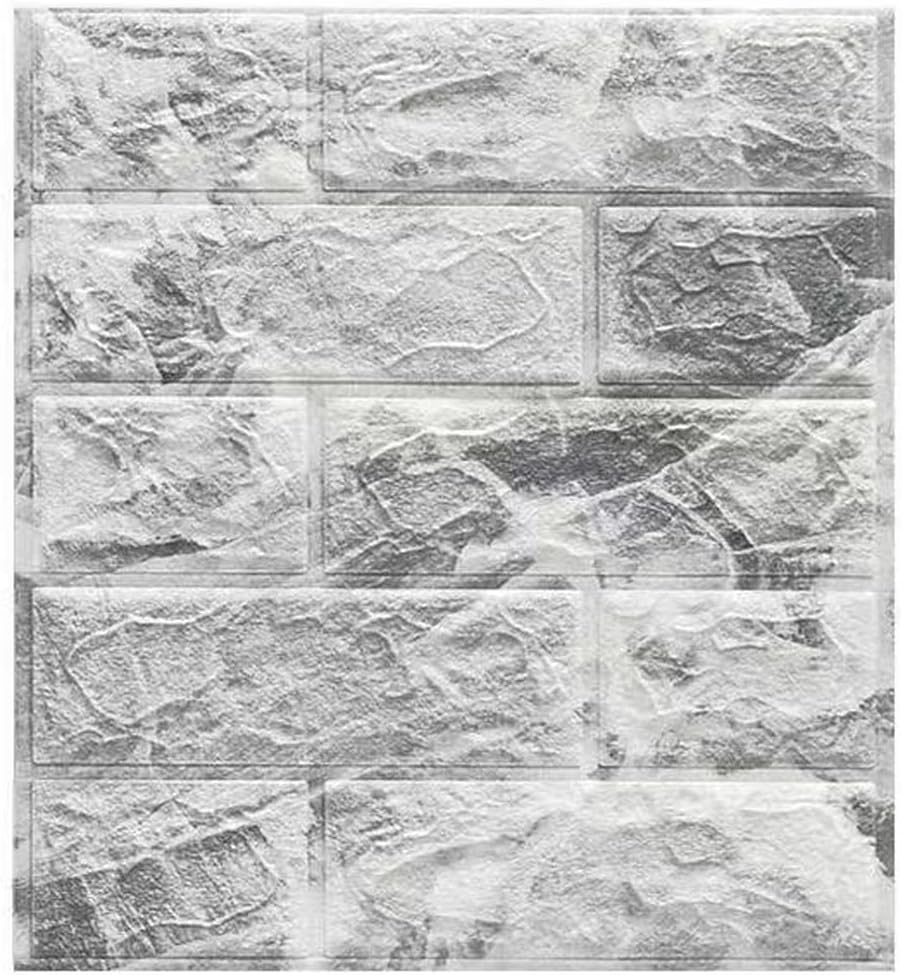 10er-packung 35 X 38,5 Cm Tapete Mit 3d-ziegelmuster, Selbstklebend, Stoßfest, Wasserfest, Marmoroptik, Grau