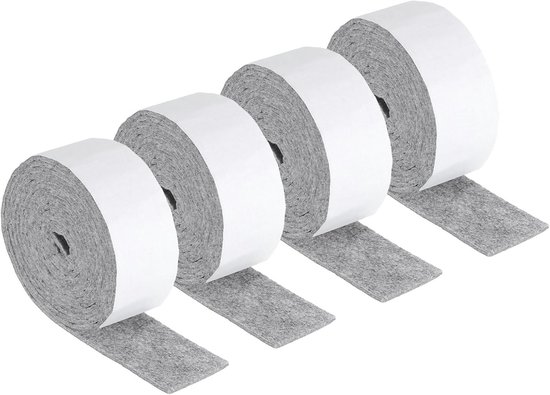 Selbstklebende Filzstreifen, 4 Rollen, 2 Cm X 4 M X 0,3 Cm, Kratzfestes Möbelfilzband, Selbstklebende Unterlage, Zum Schutz Von Hartholzböden (grau)