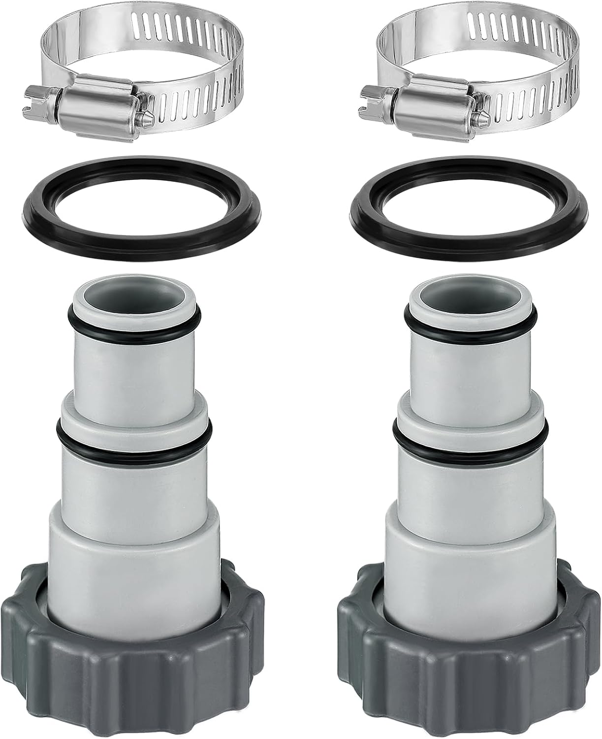 Poolschlauchadapter A Umrüstung Für 1,5" (3,8 Cm) Und 1,25" (3,2 Cm) Inklusive Klemmen Und Unterlegscheiben Für Intex-filterpumpen Und Meerwassersysteme (2er-pack)