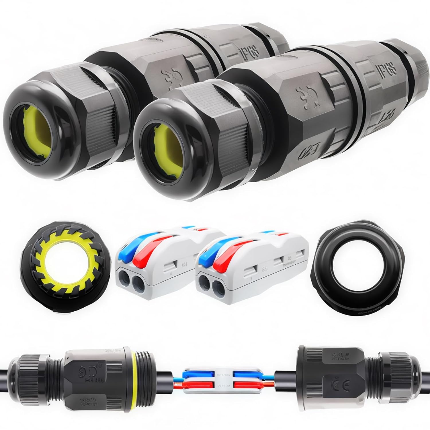 55 Stück Hebelmutter-drahtverbinder, Für Inline-einsatz, 2/3/5-port-kompaktsteckverbinder, Kabelverbinder, Klemmenblöcke