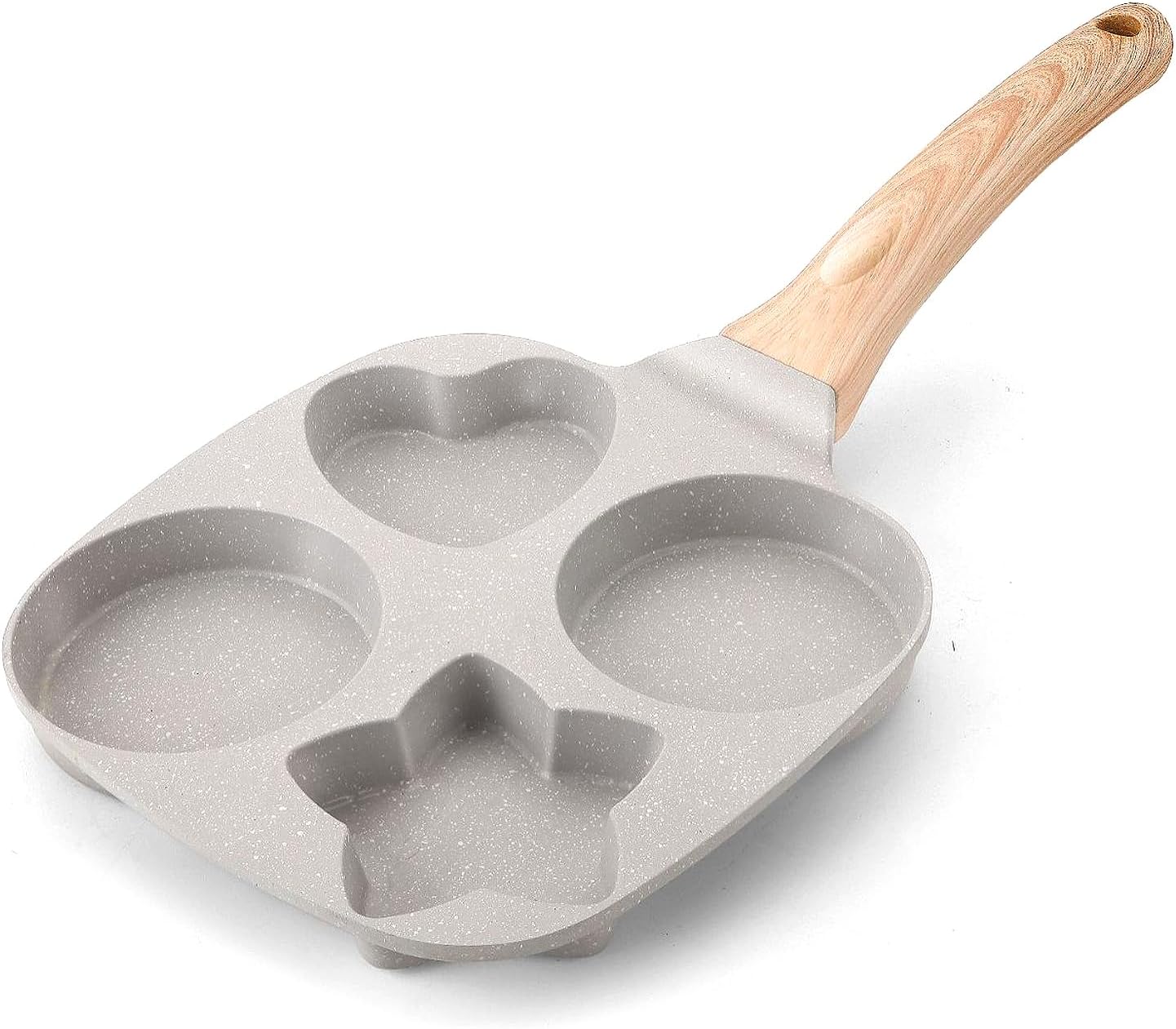 Eierpfanne, Antihaftbeschichtet, Dreifarbig, Frühstückspfanne Aus Aluminium Für Eier Und Burger, Geeignet Für Induktions- Und Gasherde, Grau.