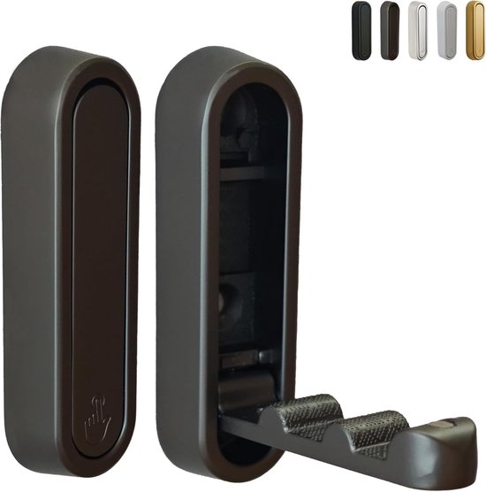 Grauer, Klappbarer Wandhaken Aus Zinklegierung Mit Verdecktem Griff, Inklusive Schrauben, Tragkraft 15 Kg, Zur Wandmontage